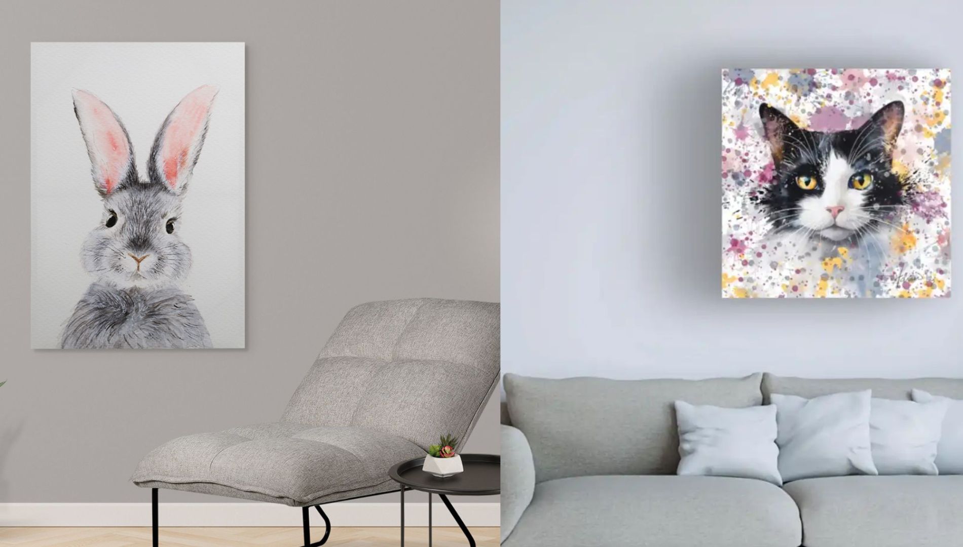 12 reproductions sur toile d'animaux pour un décor original