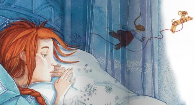 © Montage de Jeanne Landry-Belleau, illustrations de Suzanne Langlois 2014. Extrait du livre : Grindel et le bouc de Noël, Planète rebelle.TPLmoms2014