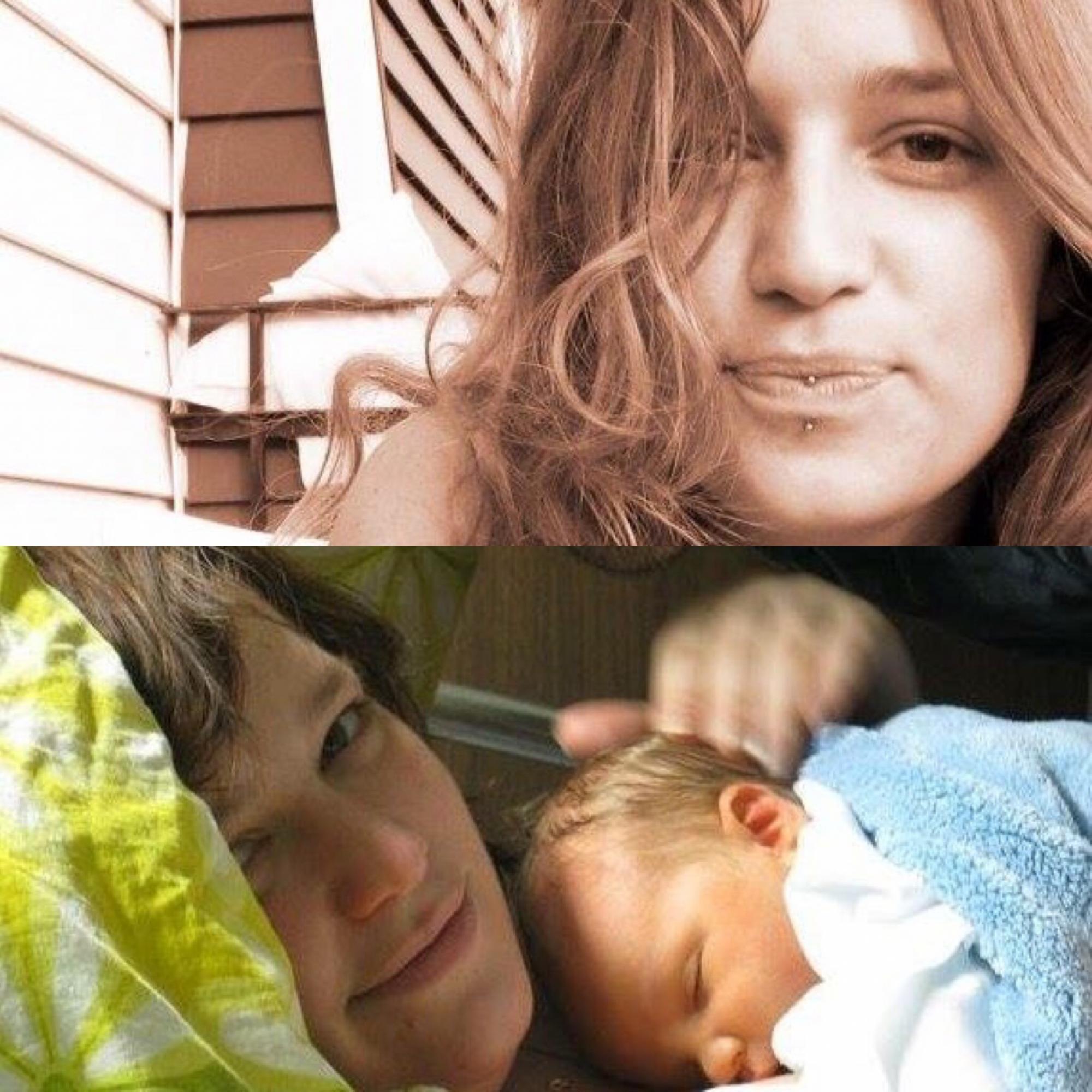 Photo #1 :Jeune vingtaine. Tellement d'insouciance. Mais en même temps, tellement de bruit à tenter d'ignorer dans ma tête et mon cœur. J'aimerais encore avoir cette capacité de voir la vie toute douce, de laisser couler le temps. Je me demandais encore ce que j'allais être quand "J'allais être grande"
Photo #2: 26 ou 27 ans. Maman depuis 24 heures, même pas. Ma face, c'est un : "Oh! NOW I get it.". Y'avait un grenier, un sous-sol pis une rallonge qui s'était greffé à mon coeur en même pas une journée. Je vois une détermination et une force nouvelle dans mes yeux aussi.