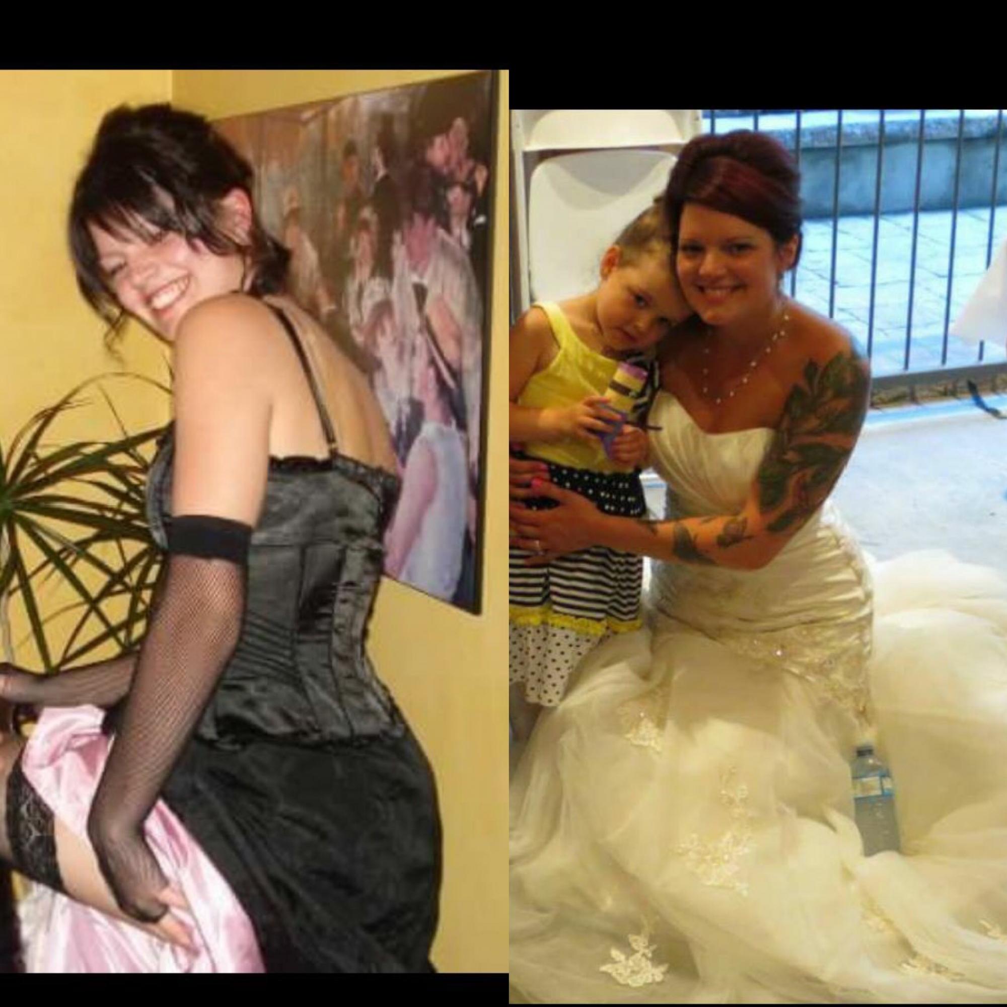 Photo 1: il y a presque 10 ans, dans le temps où jetais une petite jeunesse de 23 ans et que dans la maison, c'est moi qui me déguisait à l'Halloween.
Photo 2: 8 ans plus tard, je porte maintenant des robes beaucoup plus class et ce n'est plus moi qui se déguise dans la maison!