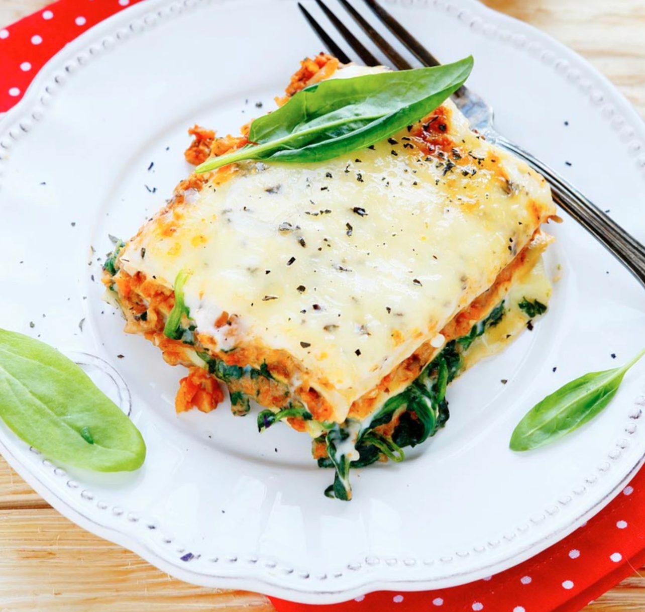 Lasagne aux champignons et aux épinards