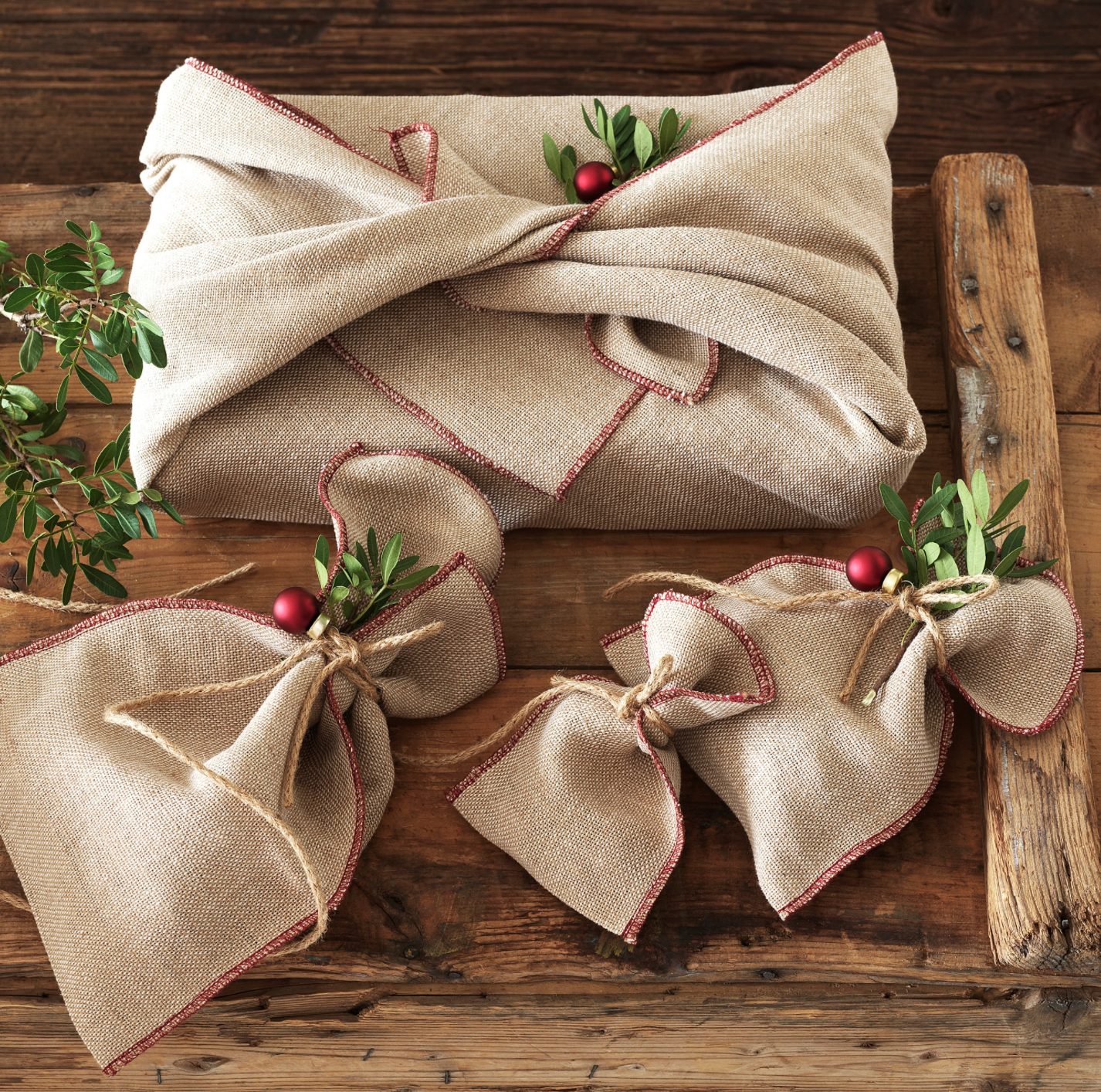 Papier cadeau, lot de 4, jute écru