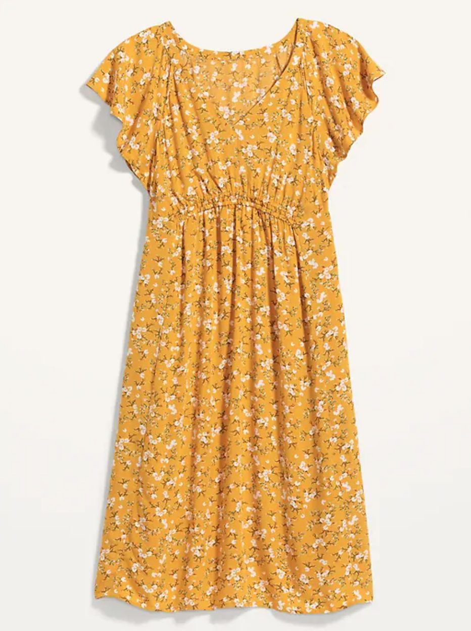 Robe de maternité droite à imprimé à manches flottantes
