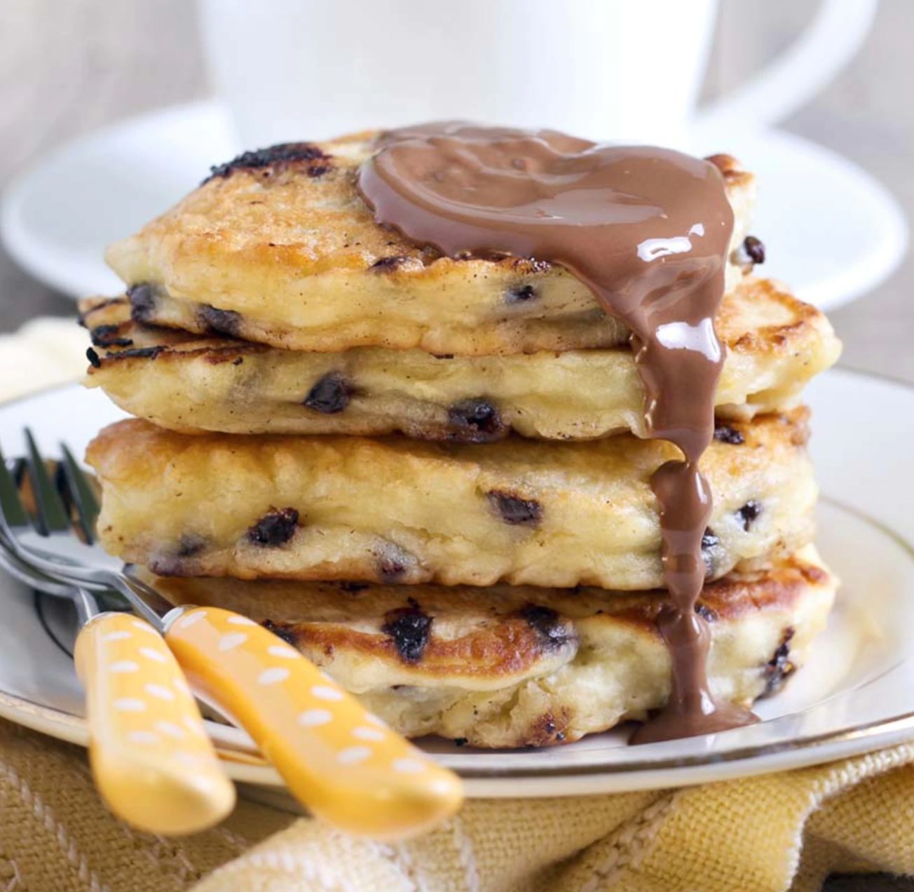 Mini-pancakes aux brisures de chocolat