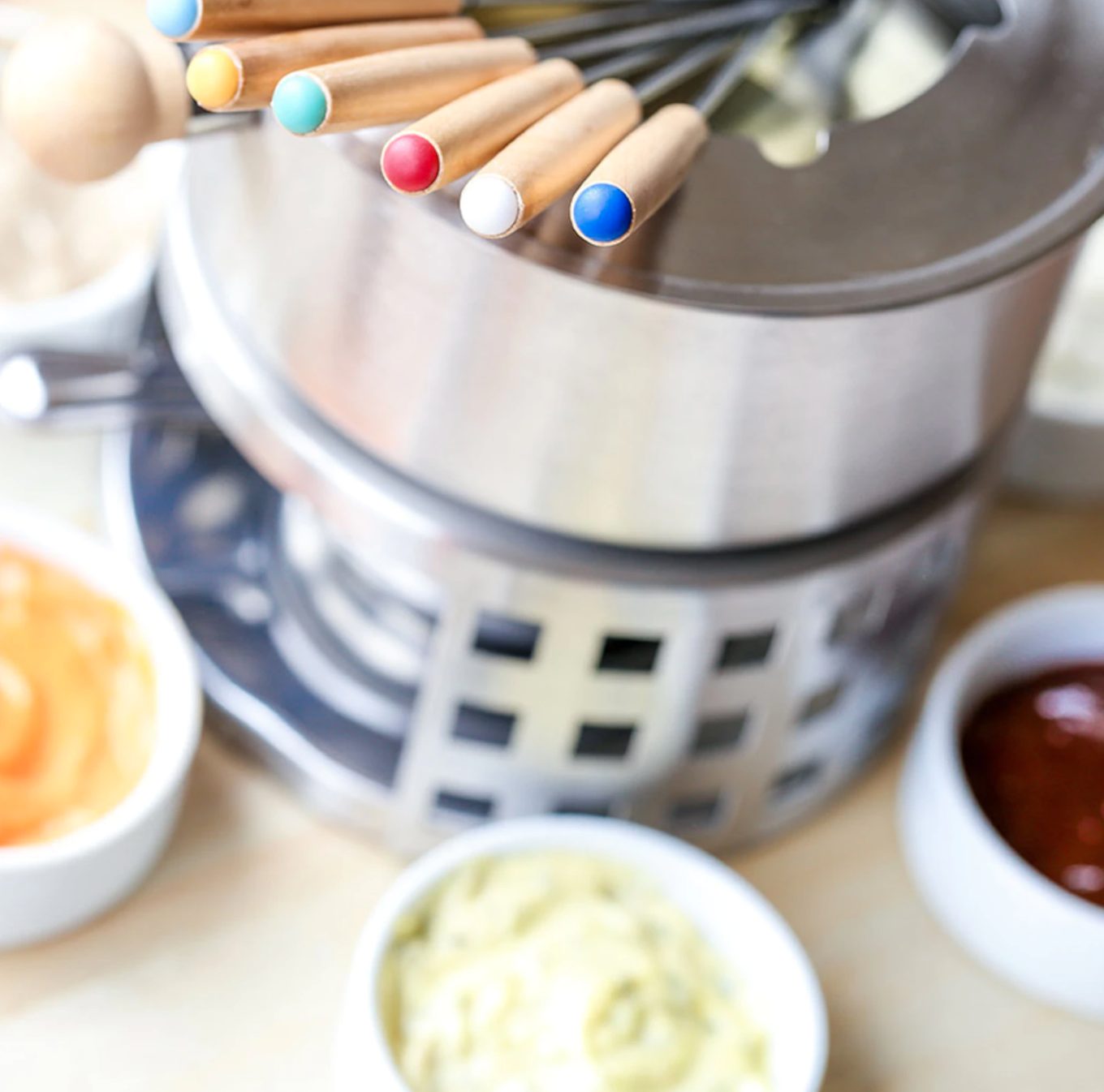 Fondue normande de poulet et de porc