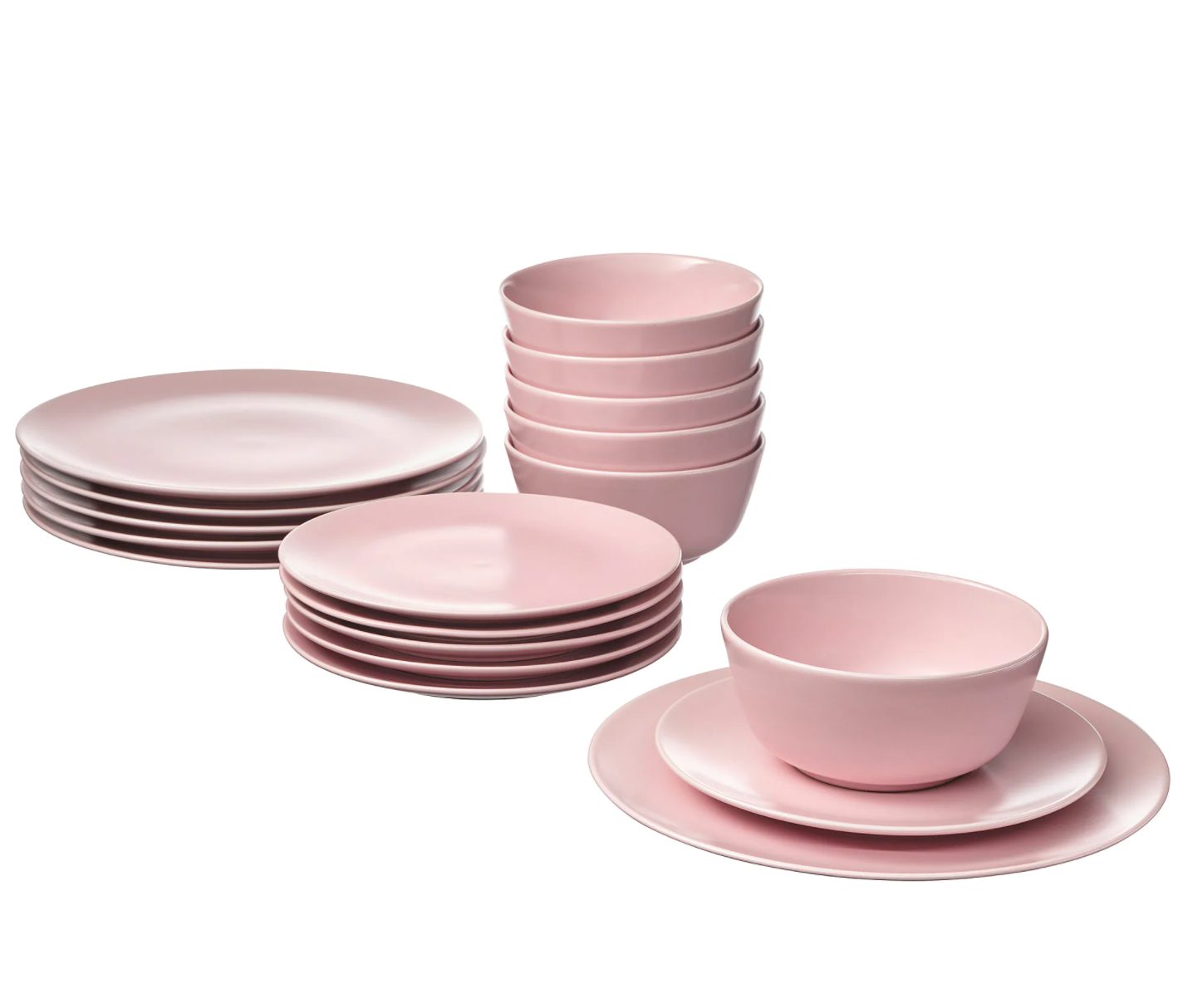 DINERA Service de vaisselle, 18 pièces, rose clair
