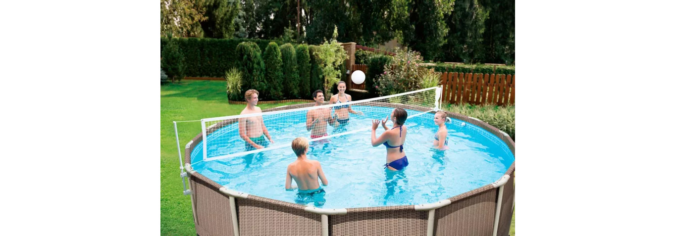 Filet de volley-ball avec cadre en acier pour piscine