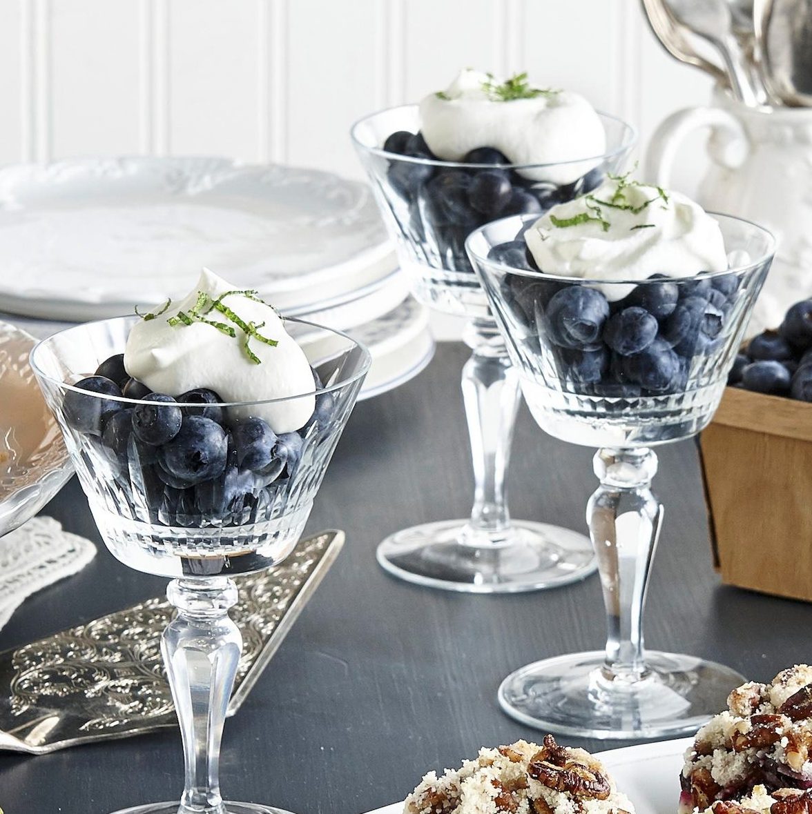Bleuets et crème de coco au thé vert