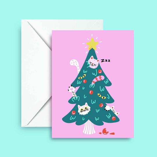 Carte Chat-pin de Noël
