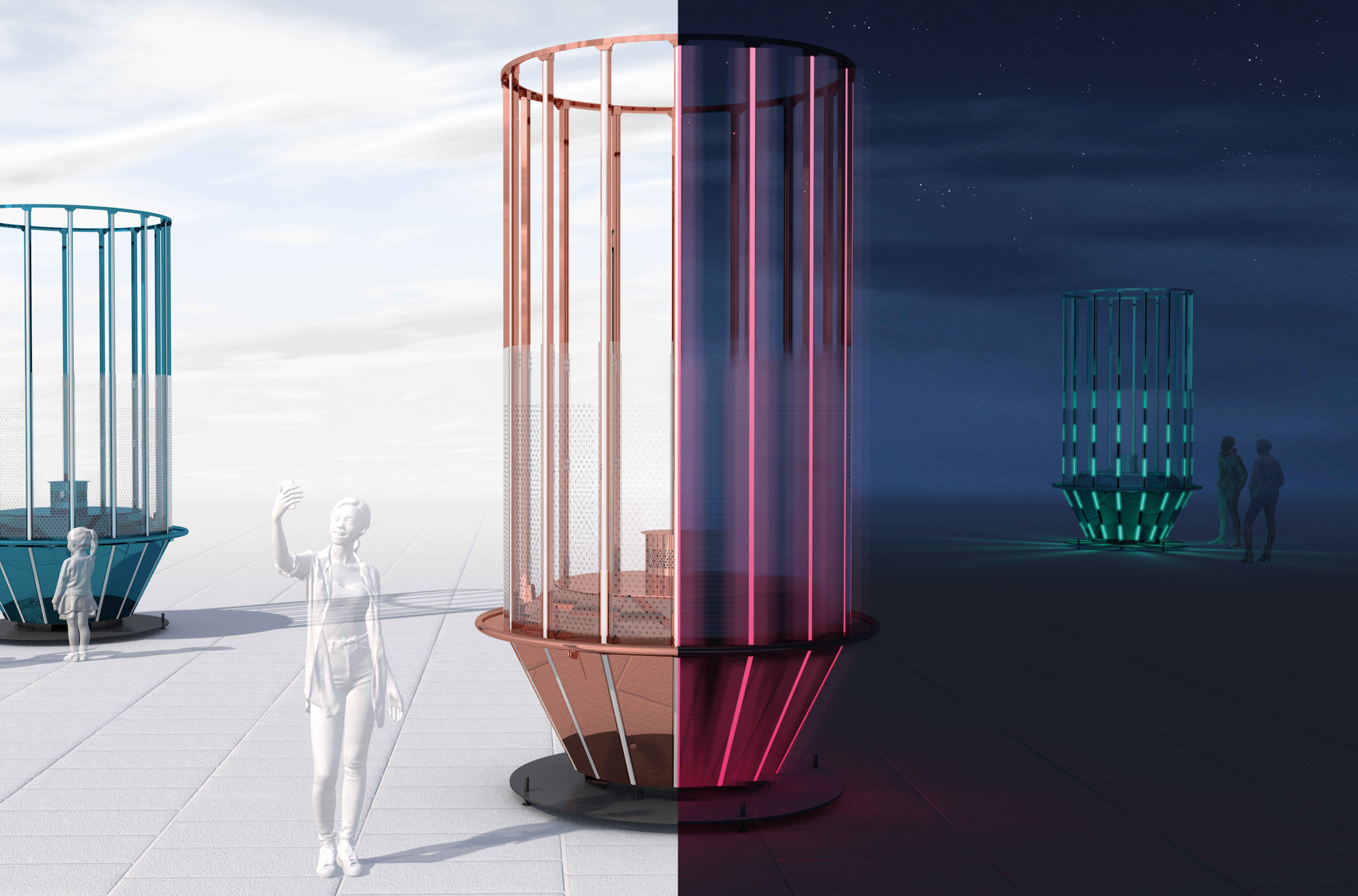 Visiter l’œuvre interactive et lumineuse Les Diamants