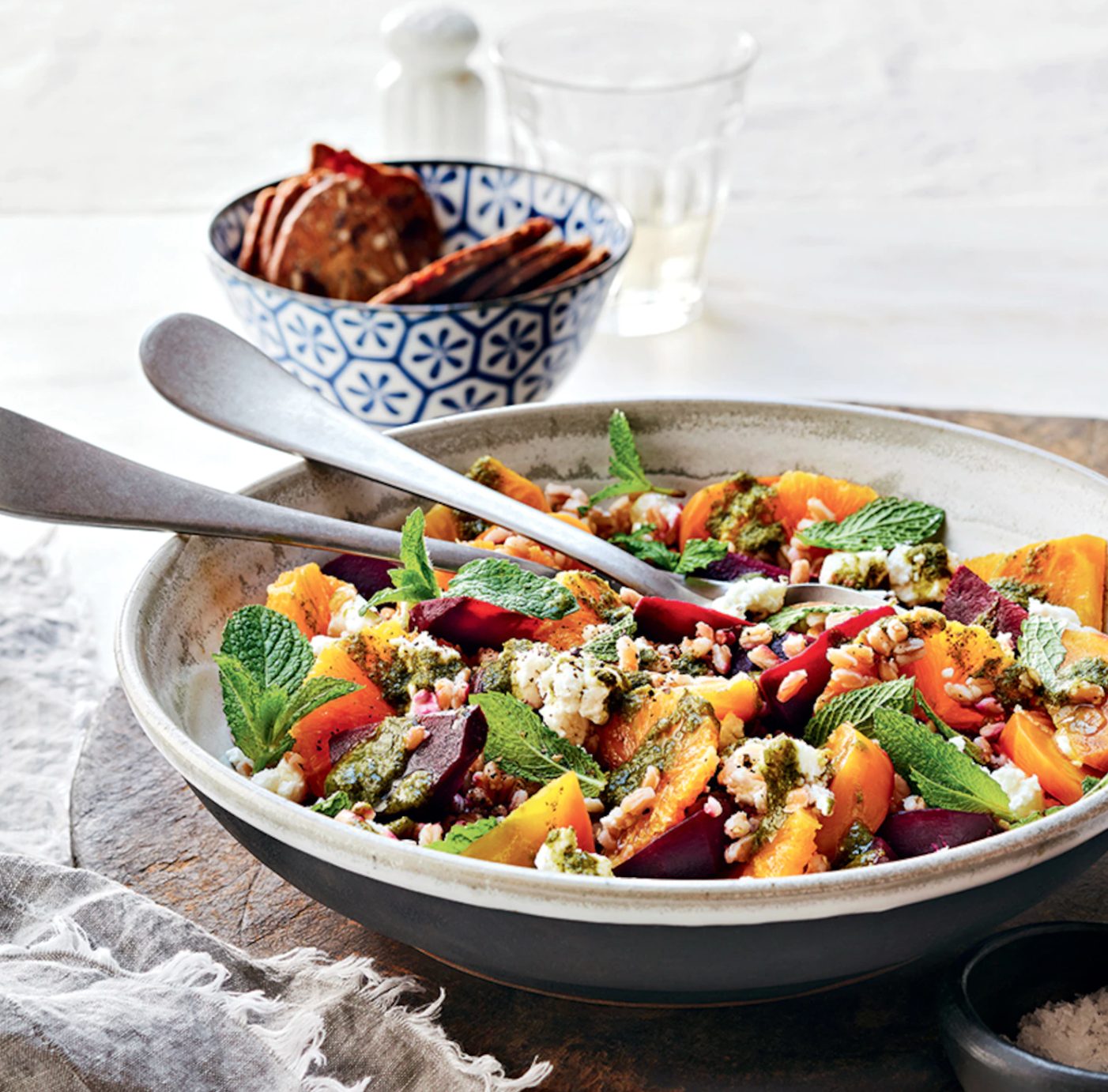 Salade de farro, betteraves et clémentines