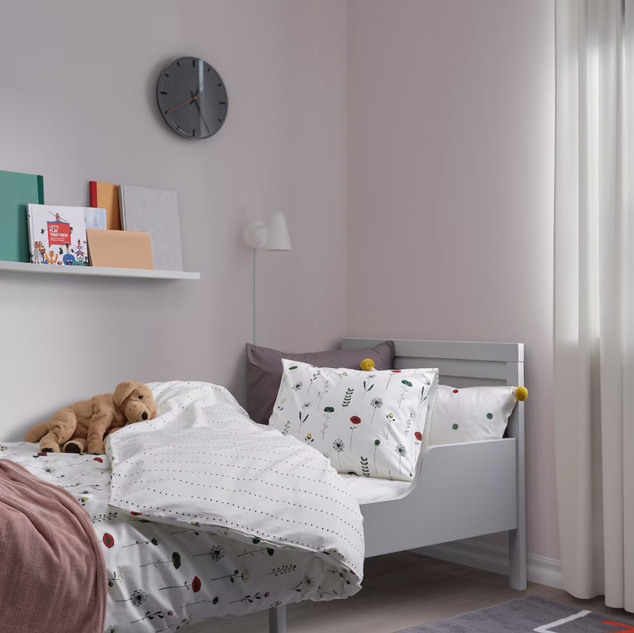 Housse de couette et 1 taie, motif floral multicolore