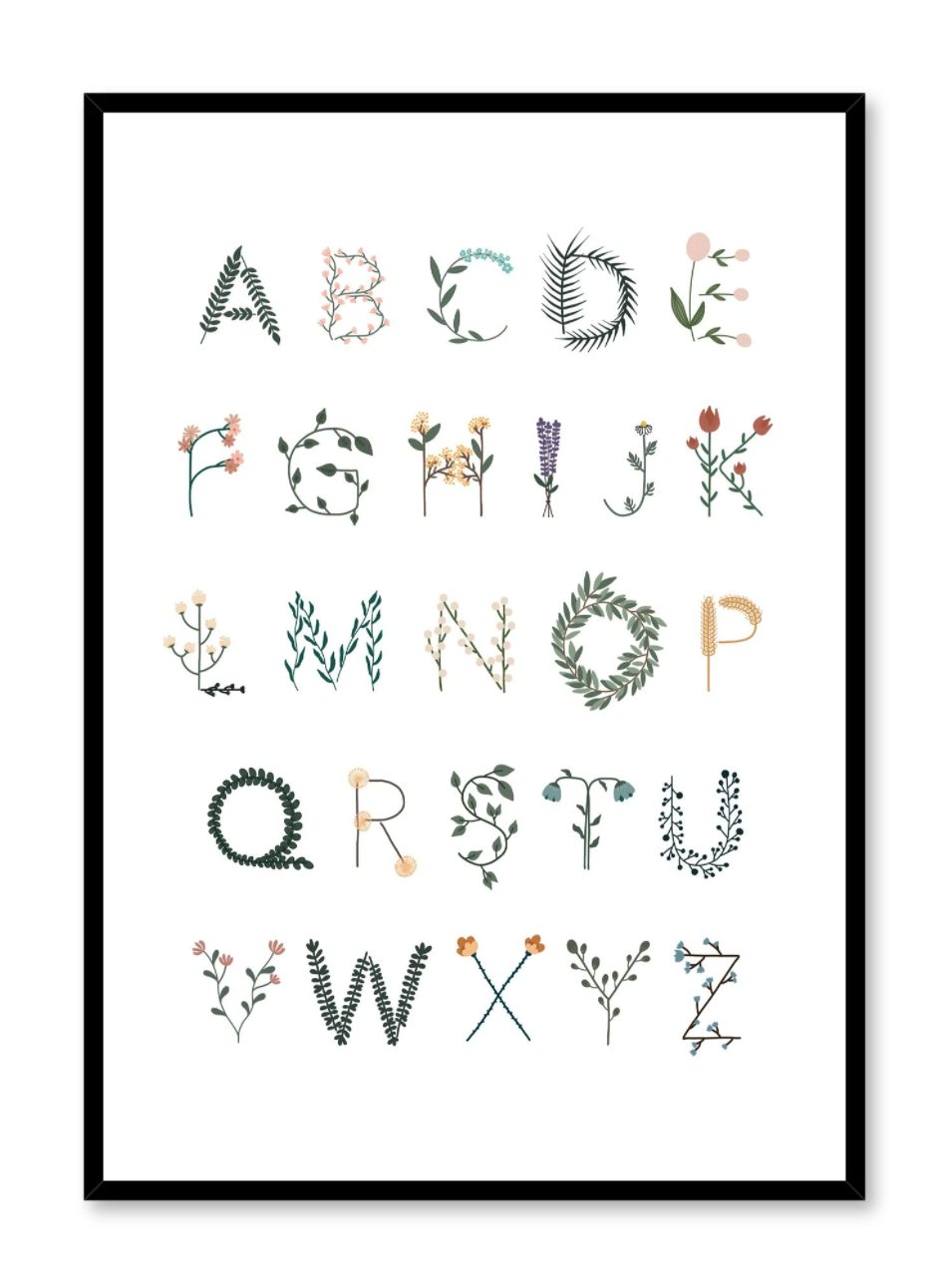 Affiche Alphabet en fleurs