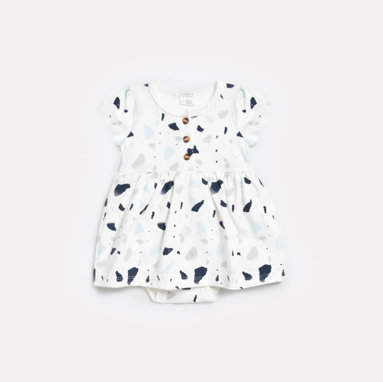 Robe à basque blanc cassé à imprimé « Terrazzo de galets de mer »