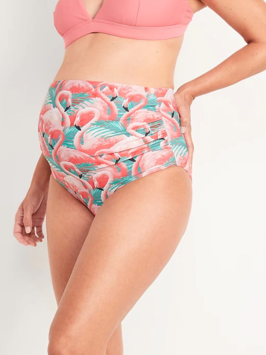 Bas de maillot de bain de maternité à taille rabattable