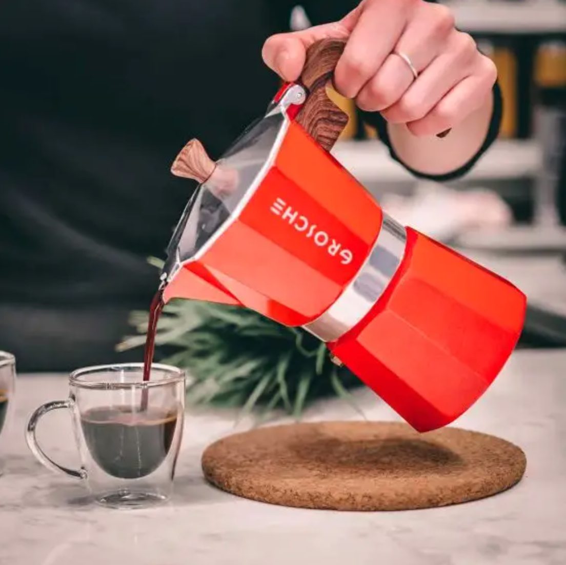 Cafetière à espresso « Milano » rouge par Grosche