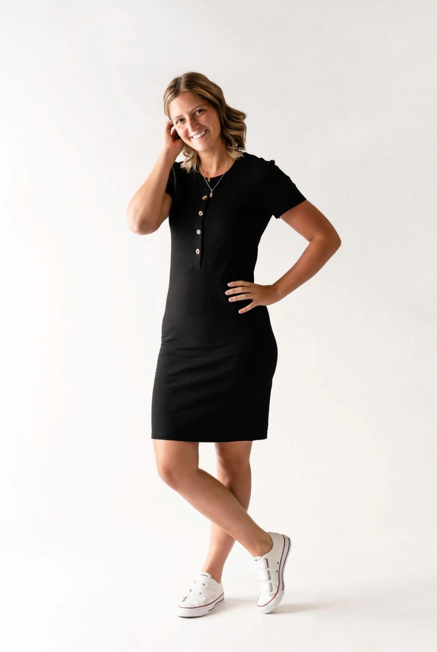 Robe INTRIGUE à boutons - noir