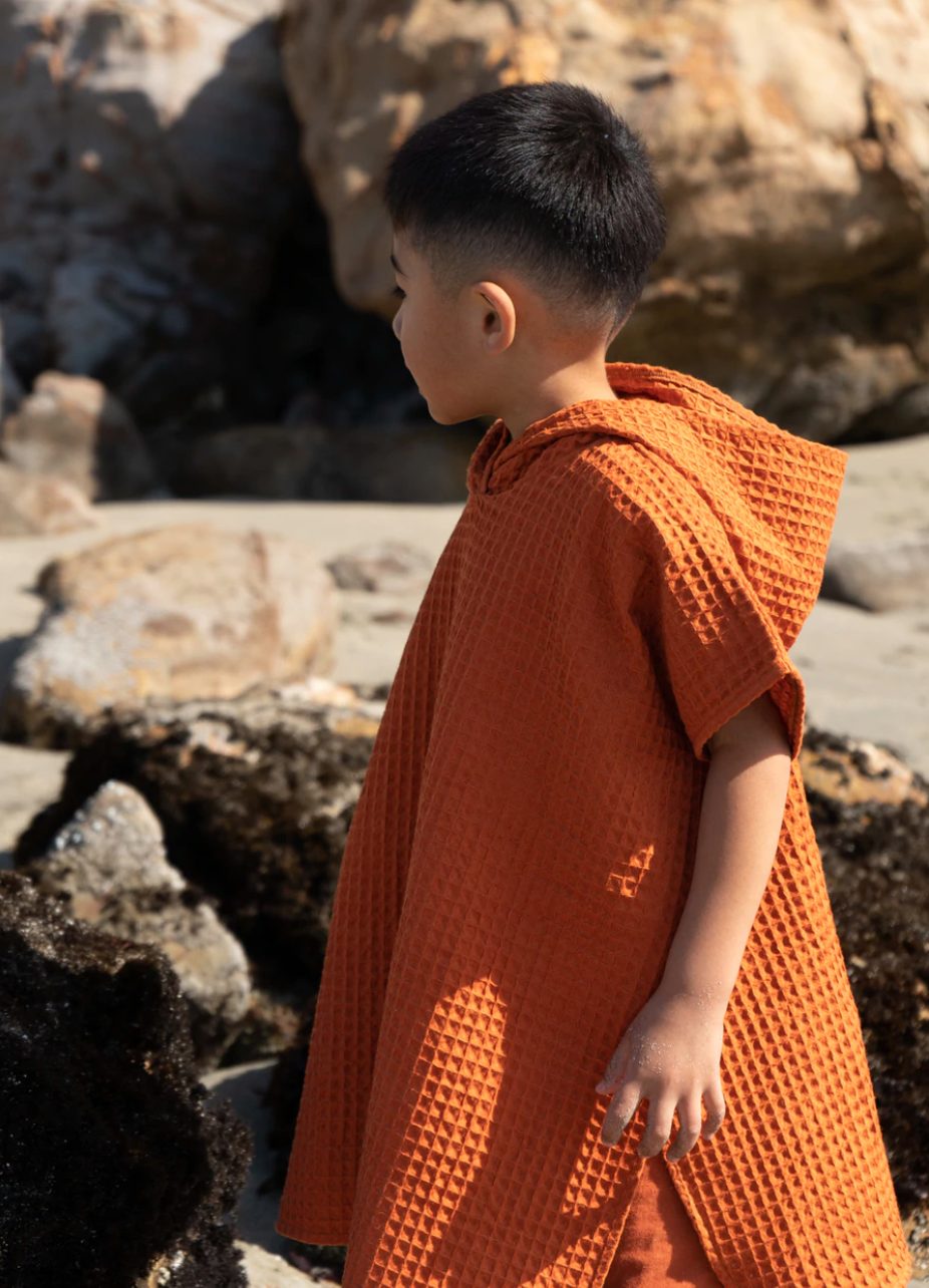 Poncho peignoir de plage en coton biologique gaufré