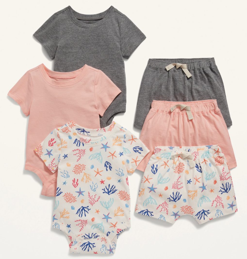 Ensemble 6 pièces avec cache-couches et shorts à enfiler