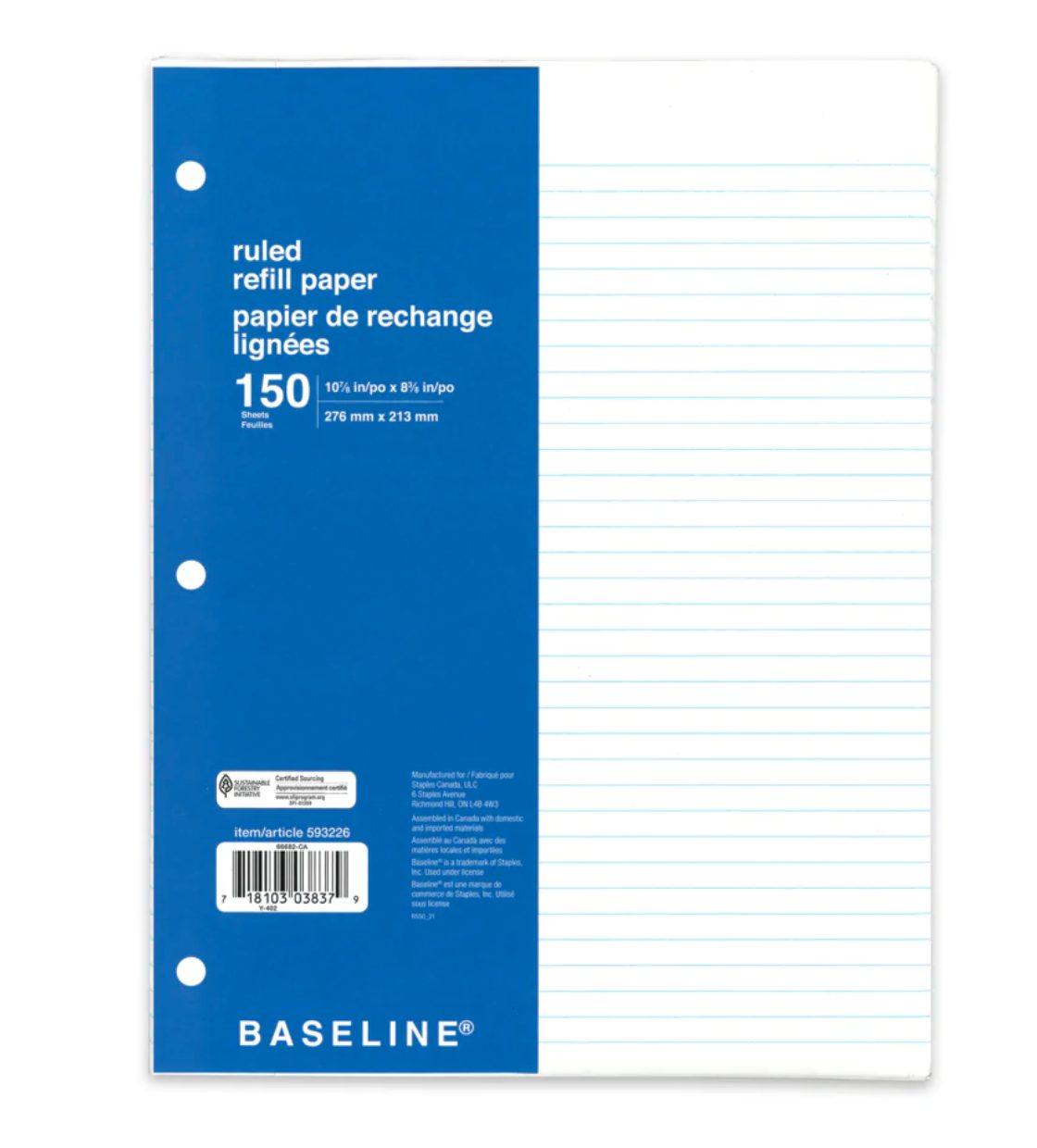 Paquet de 150 feuilles lignées