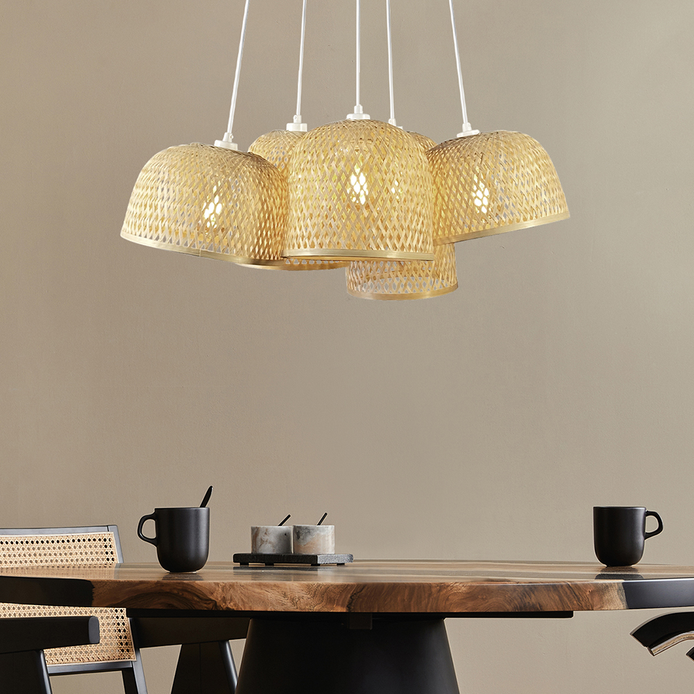 Suspension Bamboo 5 lumières